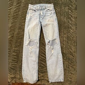 SOLD American Eagle Outfitters Light Wash Distressed Straight Leg Jeans